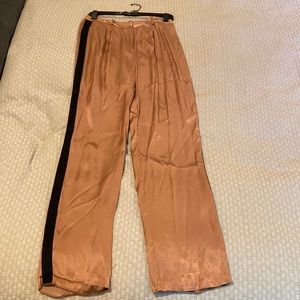 Bronze satin wide leg pants